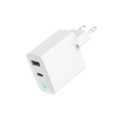 7. GEMBIRD 2-PORTOWA SZYBKA ŁADOWARKA SIECIOWA GAN (PD) USB (A+C), 65W, BIAŁA