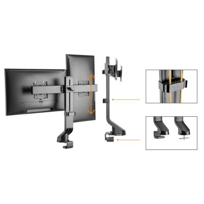 Uchwyt na dwa monitory / podwójny 17"-27" 14kg Maclean MC-854 VESA 75x75 100x100 pasuje do MC-848 i MC-849