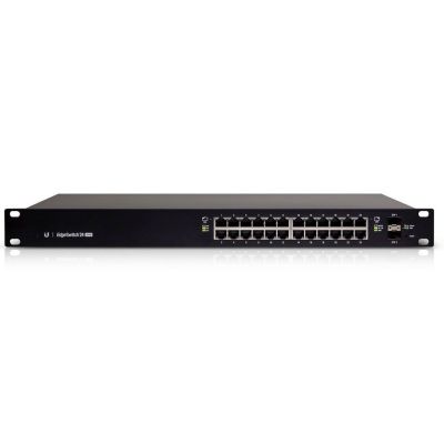 Ubiquiti ES-24-250W przełącznik sieciowy Zarządzany L2/L3 Gigabit Ethernet (10/100/1000) Obsługa PoE 1U Czarny
