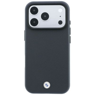 3. Etui BMW Kevlar Metal Logo MagSafe na iPhone 18 Pro / 17 Pro - grafitowe
