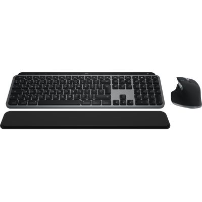7. Logitech Master MX Keys S Combo for Mac klawiatura Dołączona myszka Dom/Biuro RF Wireless + Bluetooth QWERTY Amerykański międzynarodowy Aluminium, Czarny