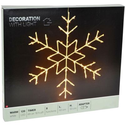 6. PŁATEK ŚNIEGU DEKORACYJNY WISZĄCY 120LED CIEPŁY BIAŁY