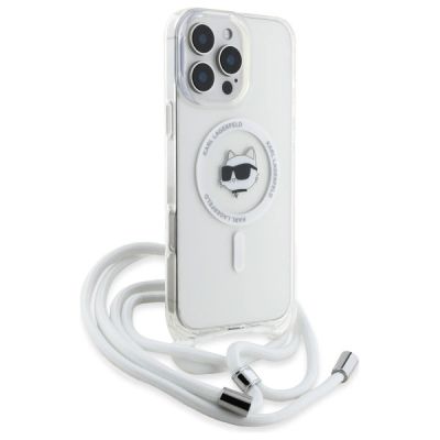 3. Etui Karl Lagerfeld IML Choupette Head & Cord Magsafe na iPhone 16 Pro Max - przezroczyste