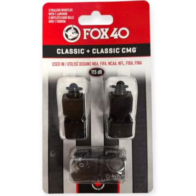 4. GWIZDEK FOX 40 CLASSIC I CLASSIC CMG CZARNY ZE SZNUREKIEM 2 PACK