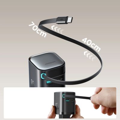 9. Ładowarka GaN Joyroom JR-TCL02 65W USB-A USB-C z wbudowanym kablem USB-C - czarna