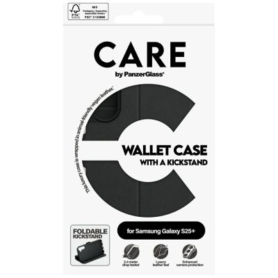 5. Etui CARE by PanzerGlass Feature Wallet Kickstand na Samsung Galaxy S25+  - czarne