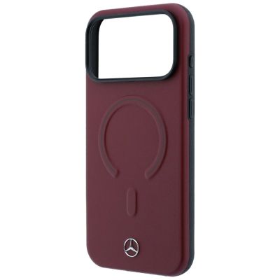 6. Etui Mercedes Leather 3D MagSafe do iPhone 18 Pro / 17 Pro - burgundowe