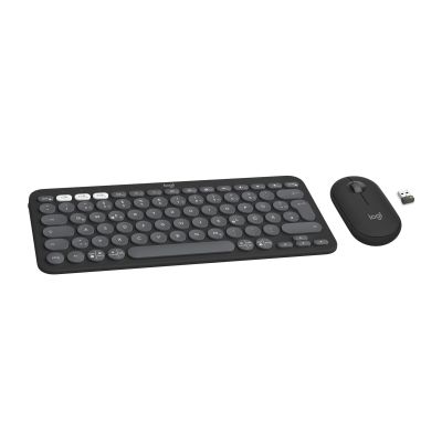 17. Logitech 920-012203 klawiatura Dołączona myszka Uniwersalne RF Wireless + Bluetooth QWERTZ Niemiecki Grafitowy