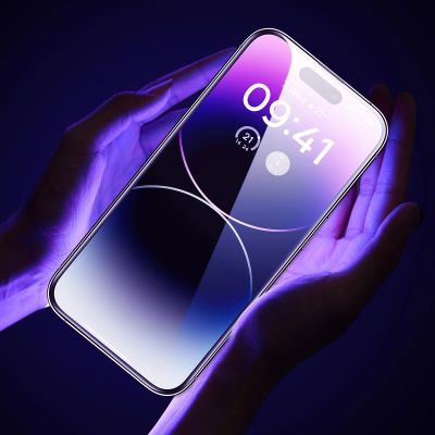 9. Baseus szkło hartowane do iPhone 14 Pro na cały ekran z osłoną na głośnik 0.3mm + ramka montażowa