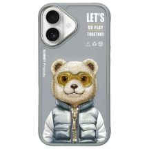 Etui Nimmy Cool&Cute 2.0 Bear na iPhone 16 - szare