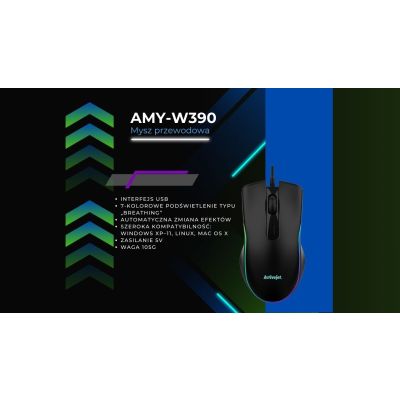 6. Podgrzewana mysz przewodowa Activejet USB AMY-W390; 30°C / 35°C / 40°C