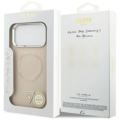 8. Etui Guess Triangle Logo MagSafe na iPhone 17 Pro - beżowe