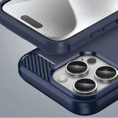 7. Etui silikonowe Carbon Case do iPhone 16 Pro - niebieskie