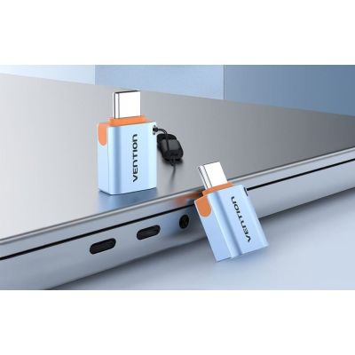 2. Adapter OTG USB 3.1 Vention USB-C do USB-A ze smyczą  stop aluminium