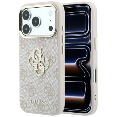Etui Guess 4G & Big Strass Logo na iPhone 17 Pro / 18 Pro - różowe