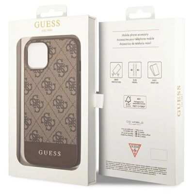 8. Etui Guess 4G Stripe Collection na iPhone 14 Plus / 15 Plus 6.7" - brązowe