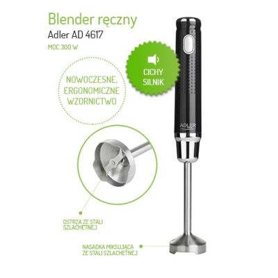 7. Blender ręczny Adler AD 4617 (300W; kolor czarny)