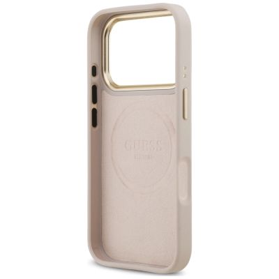 7. Etui Guess 4G Logo Plate MagSafe na iPhone 18 Pro / 17 Pro -różowe