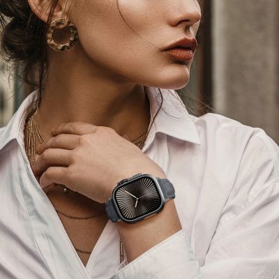 9. Skórzany pasek AMAZINGTHING Class Band do Apple Watch 45 / 46 / 49 mm - szary