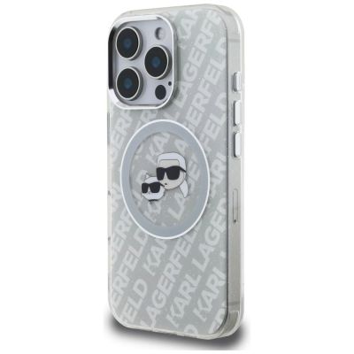 2. Etui Karl Lagerfeld IML Glitter Karl & Choupette Heads Logo MagSafe na iPhone 16 Pro - szare