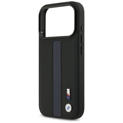 6. Etui BMW M Perforated Stripe Logo MagSafe na iPhone 17 Pro - niebieskie