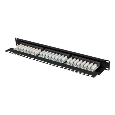 5. Patch panel 24 port 1U 19" kategoria 6A UTP z organizerem kablowym czarny LANBERG