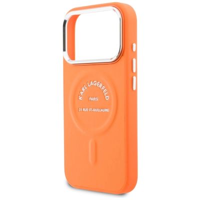 6. Etui Karl Lagerfeld Karl RSG Logo MagSafe na iPhone 17 Pro - pomarańczowe