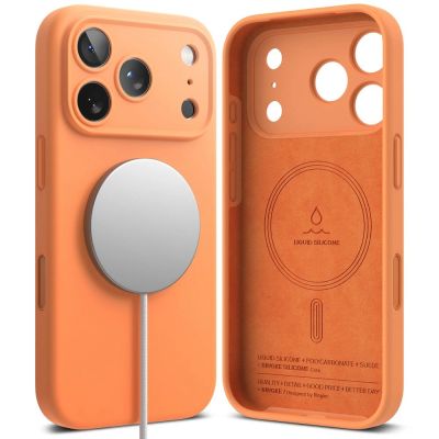 2. Etui Ringke Silicone Magnetic MagSafe na iPhone 17 Pro - pomarańczowe