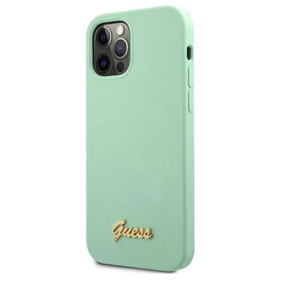 2. Etui Guess Metal Logo Script na iPhone 12 Pro Max 6,7" - zielone