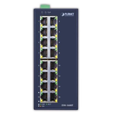 2. PLANET ISW-1600T łącza sieciowe Nie zarządzany Fast Ethernet (10/100) Niebieski