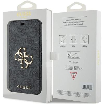 7. Etui Guess 4G Metal Logo na iPhone 15 Pro - szare