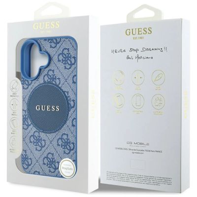 8. Etui Guess 4G Circle Classic Logo MagSafe na iPhone 16 - niebieskie