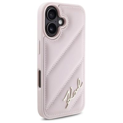 4. Etui Karl Lagerfeld Quilted Signature na iPhone 16 - różowe