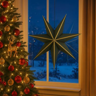 24. GWIAZDA DEKORACYJNA WISZĄCA PAPIEROWA FSC 18x75CM CZARNA 7 RAMION MICA