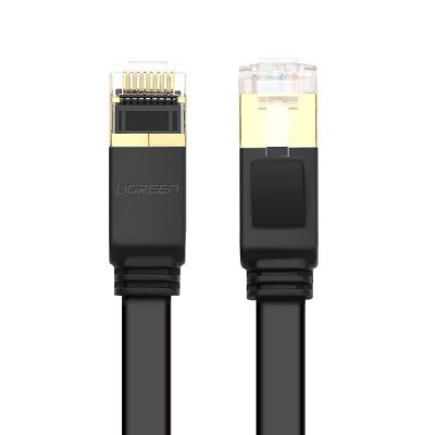 3. Ugreen płaski kabel przewód internetowy sieciowy Ethernet patchcord RJ45 Cat 7 STP LAN 10 Gbps 3 m czarny (NW106 11262)