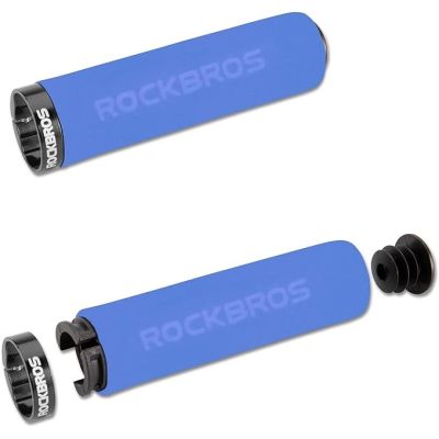 2. Uchwyty rowerowe Rockbros BT1001BLBK z gąbki na kierownicę - niebiesko-czarne