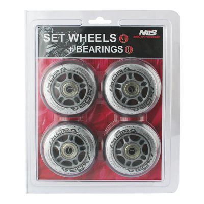 3. PU 84x24 82A PRZEZROCZYSTE (4 szt.) + ABEC-7 CHROME (8 szt.) ZESTAW NILS EXTREME