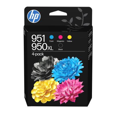 54. HP Zestaw 4 oryginalnych tuszów , 950XL / 951 błękitny/purpurowy/żółty