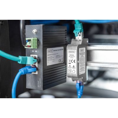 10. Digitus PoE Surge Protector (RJ45), montaż na szynie DIN, do użytkowania wewnątrz pomieszczeń
