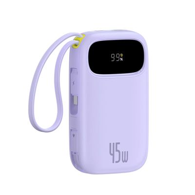 Powerbank Baseus EnerFill FC31 20000mAh 45W z wyświetlaczem z kablami USB-C i Lightning - fioletowy