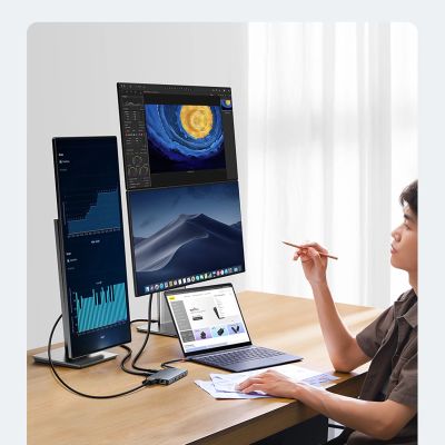 8. HUB Baseus PortalJoy Series 13w1 USB-C - 2x HDMI / DP / VGA / USB-A 3.1 / USB-C 3.1 / USB-A 2.0 / PD / RJ45 / SD / TF / AUX - szary