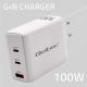 3. Qoltec Ładowarka sieciowa 100W GaN  | 5-20V | 1.5-5A | 2 x USB-C PD | 1 x USB QC 3.0 | Biała