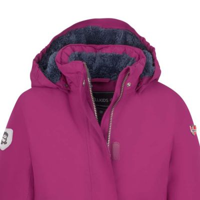 3. Kurtka puchowa dla dziewczynki Trollkids Girls Alesund Coat wodoodporna różowa (301-235)
