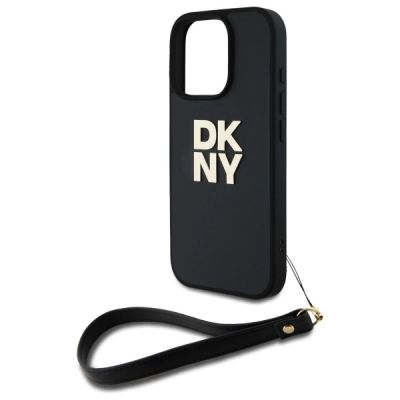 5. Etui DKNY Wrist Strap Stock Logo na iPhone 16 Pro - czarne
