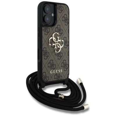 3. Etui Guess 4G Big Logo Cord Stap Crossbody do iPhone 16 Plus brązowy