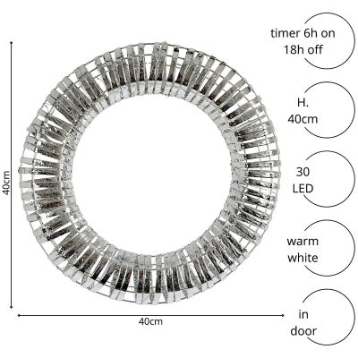 5. WIANEK DEKORACYJNY OPONA 30LED 40CM SREBRNY