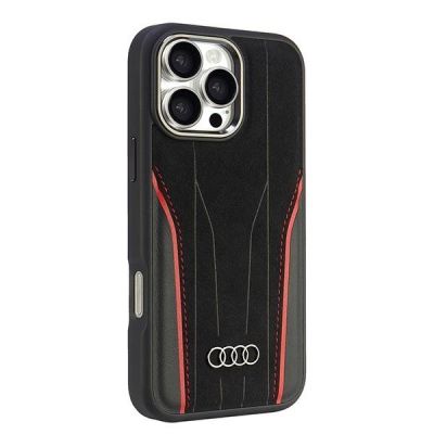 2. Etui Audi Genuine Leather z MagSafe na iPhone 16 Pro Max 6.9" - czarno-czerwone