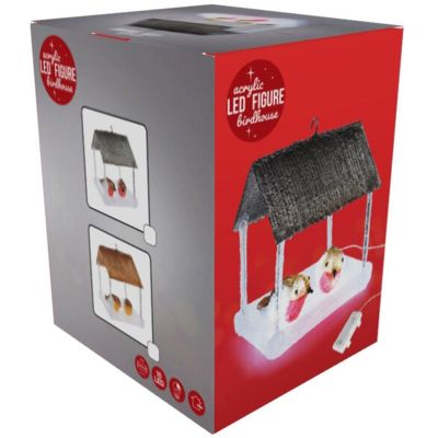 2. DOMEK DLA PTAKÓW DEKORACJA LED 185X165X230MM BRĄZOWY DASZEK