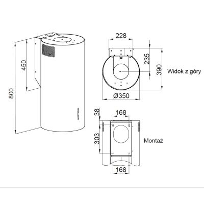 Okap przyścienny tuba MAAN Elba2 W835 czarny