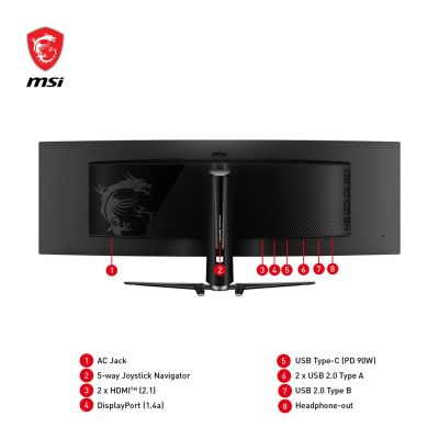 6. MSI MPG 491CQPDE QD-OLED monitor komputerowy 124,5 cm (49") 5120 x 1440 px DQHD Czarny